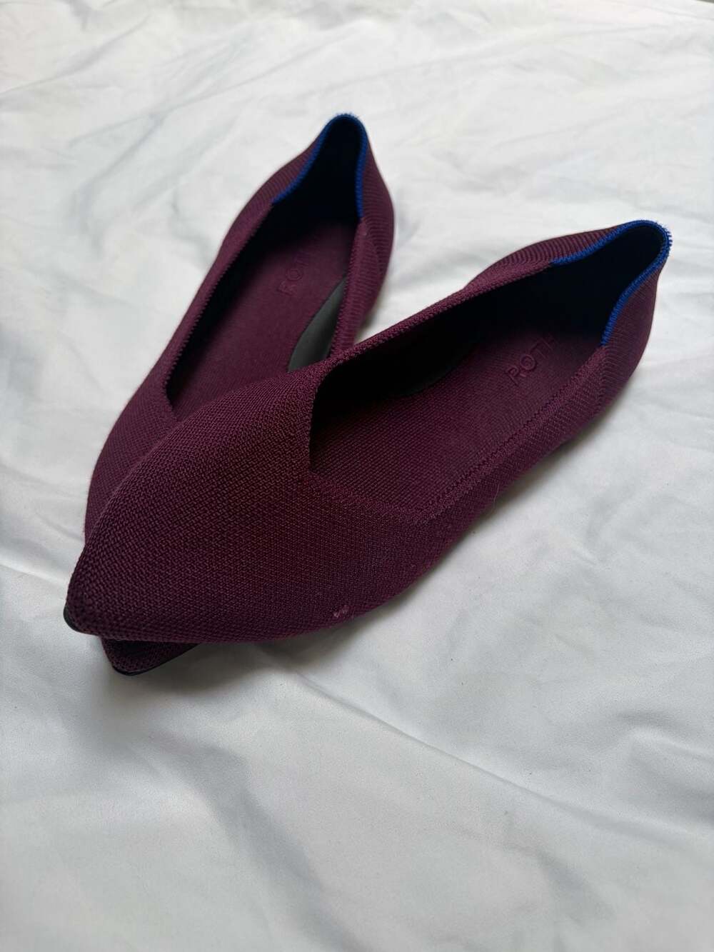 Rothy's The Point Aubergine Merino Wool Knit Pointed Toe Flats size 9